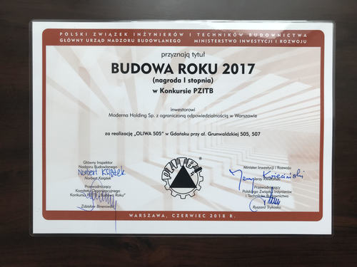 Oliwa 505 Moderny Holding Budową Roku 2017